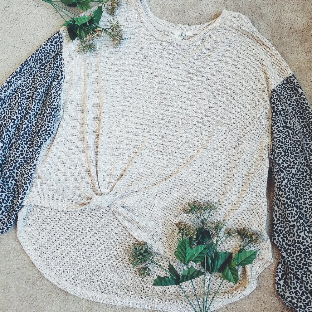 Leopard sleeve top